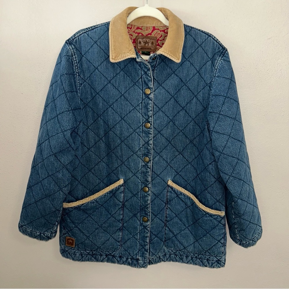 Ralph Lauren denim VTG Quilted Jean Jacket with Tan Details